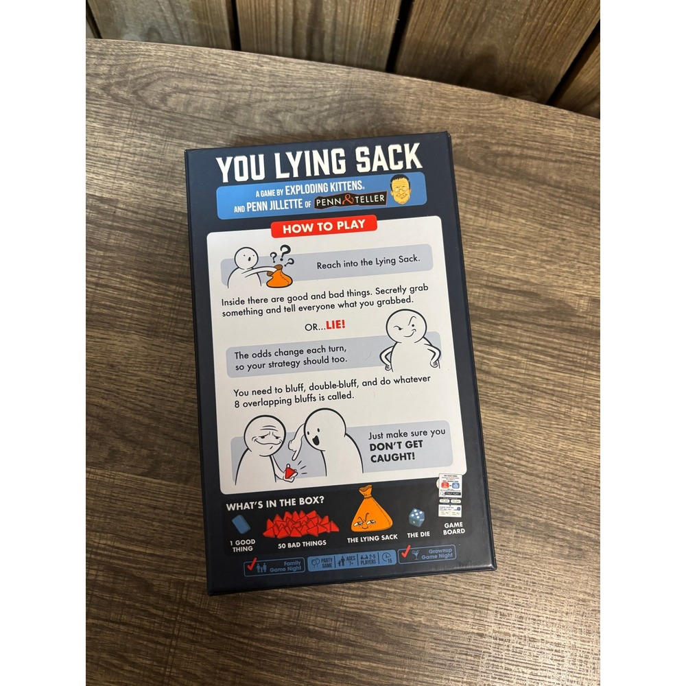 You Lying Sack Board Game Exploding Kittens Penn Jillette Bluffing Party Game - Picture 2 of 4